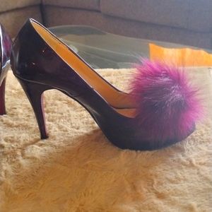 Shoes Patent burgundy peep toe pumps size 6